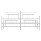 Metal Bed Frame without Mattress with Footboard White 183x203 cm King