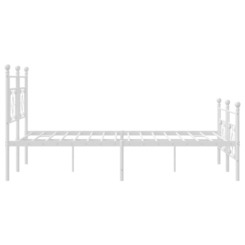 Metal Bed Frame without Mattress with Footboard White 183x203 cm King