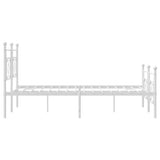 Metal Bed Frame without Mattress with Footboard White 183x203 cm King