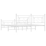 Metal Bed Frame without Mattress with Footboard White 183x203 cm King - Close-Up Angle