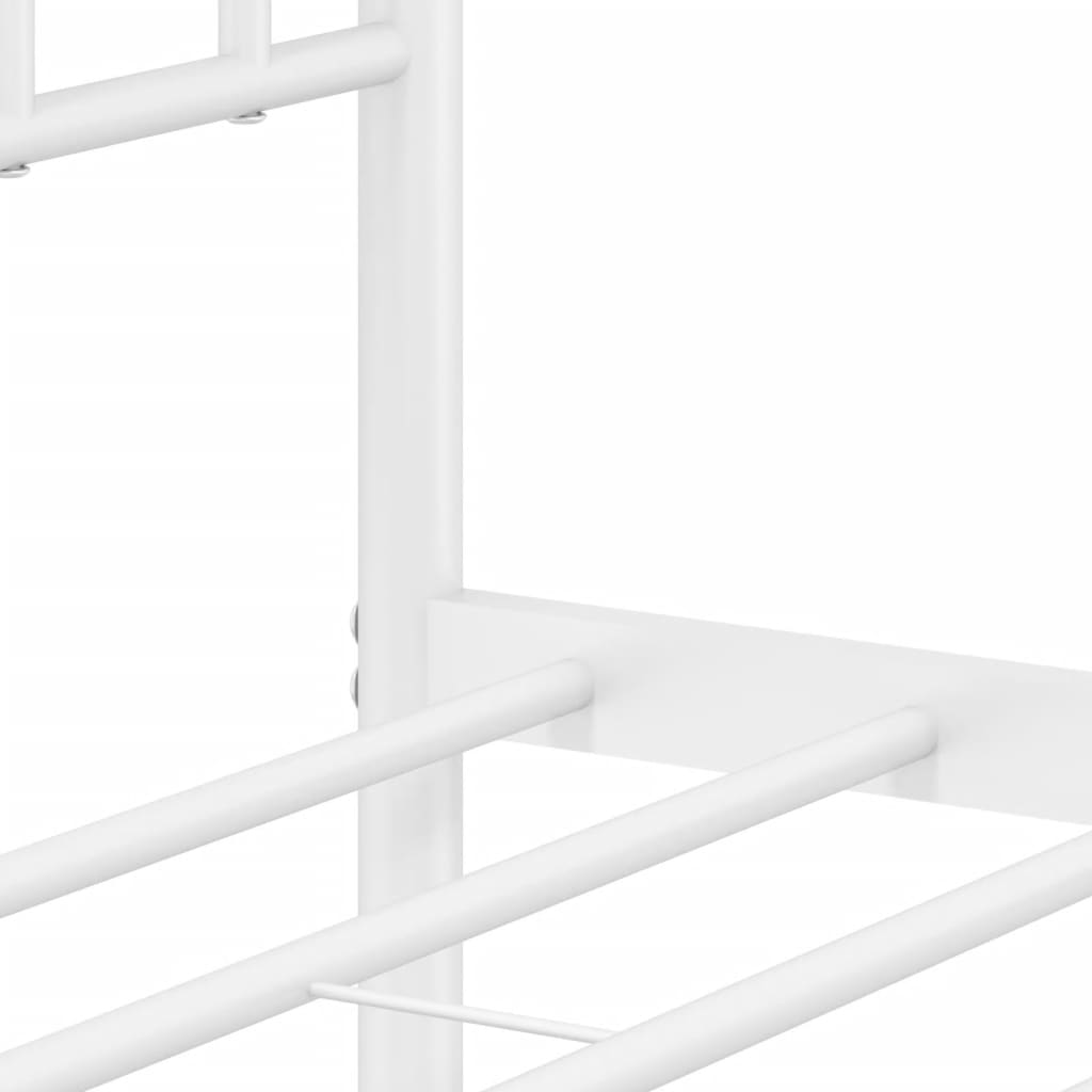 Metal Bed Frame without Mattress with Footboard White 183x203 cm King