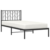 Metal Bed Frame without Mattress with Headboard Black 90x190 cm