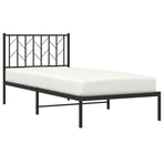 Metal Bed Frame without Mattress with Headboard Black 90x190 cm