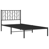 Metal Bed Frame without Mattress with Headboard Black 90x190 cm - Top-Down View