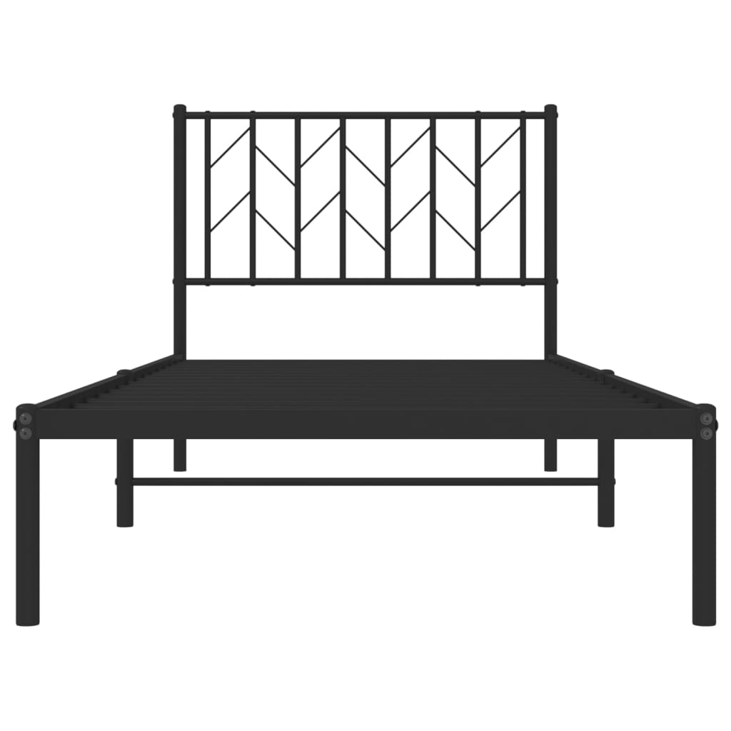 Metal Bed Frame without Mattress with Headboard Black 90x190 cm