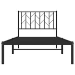Metal Bed Frame without Mattress with Headboard Black 90x190 cm