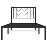 Metal Bed Frame without Mattress with Headboard Black 90x190 cm - 45-Degree Angle