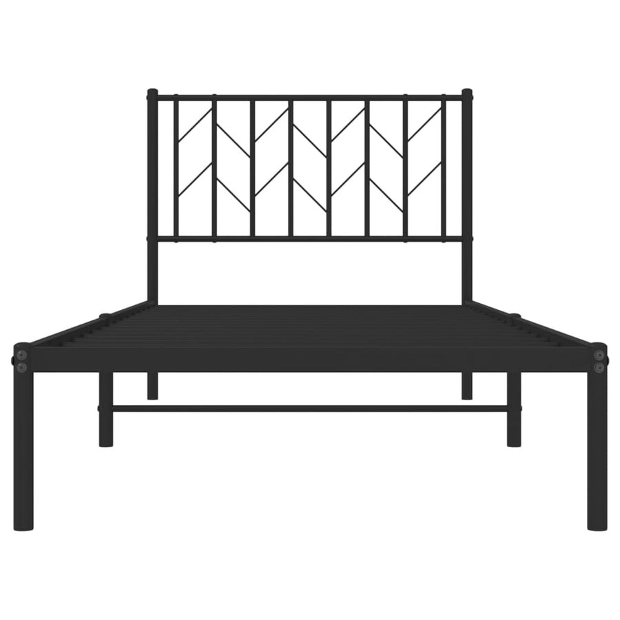 Metal Bed Frame without Mattress with Headboard Black 90x190 cm
