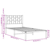 Metal Bed Frame without Mattress with Headboard Black 90x190 cm