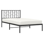 Metal Bed Frame without Mattress with Headboard Black 107x203 cm King Single