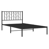 Metal Bed Frame without Mattress with Headboard Black 107x203 cm King Single - Top-Down View
