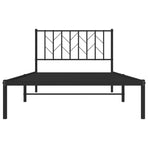 Metal Bed Frame without Mattress with Headboard Black 107x203 cm King Single