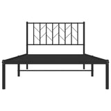 Metal Bed Frame without Mattress with Headboard Black 107x203 cm King Single - 45-Degree Angle