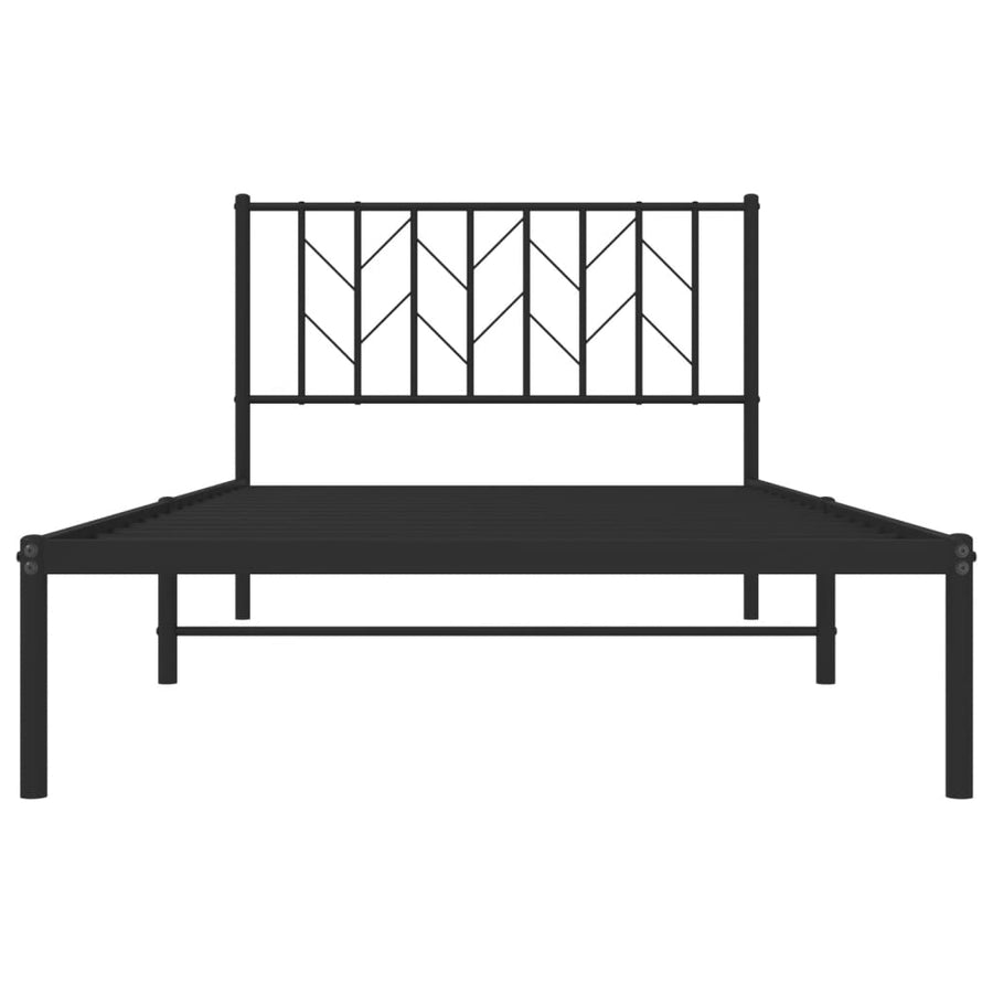 Metal Bed Frame without Mattress with Headboard Black 107x203 cm King Single
