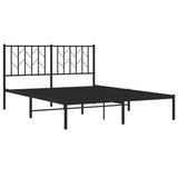 Metal Bed Frame without Mattress with Headboard Black 135x190 cm - Top-Down View