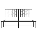 Metal Bed Frame without Mattress with Headboard Black 135x190 cm
