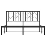 Metal Bed Frame without Mattress with Headboard Black 135x190 cm - 45-Degree Angle