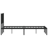 Metal Bed Frame without Mattress with Headboard Black 135x190 cm - Rear View