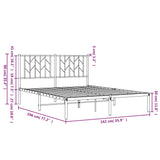 Metal Bed Frame without Mattress with Headboard Black 135x190 cm - Extra Image