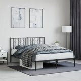 Metal Bed Frame without Mattress with Headboard Black 135x190 cm