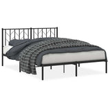 Metal Bed Frame without Mattress with Headboard Black 150x200 cm - Front View