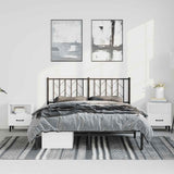 Metal Bed Frame without Mattress with Headboard Black 150x200 cm - Side View