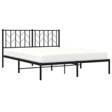 Metal Bed Frame without Mattress with Headboard Black 150x200 cm - 45-Degree Angle