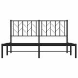 Metal Bed Frame without Mattress with Headboard Black 150x200 cm