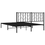 Metal Bed Frame without Mattress with Headboard Black 150x200 cm - Low Angle