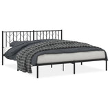 Metal Bed Frame without Mattress with Headboard Black 183x203 cm King - Front View
