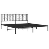 Metal Bed Frame without Mattress with Headboard Black 183x203 cm King