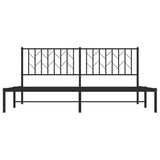 Metal Bed Frame without Mattress with Headboard Black 183x203 cm King - 45-Degree Angle