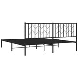 Metal Bed Frame without Mattress with Headboard Black 183x203 cm King