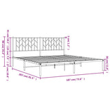 Metal Bed Frame without Mattress with Headboard Black 183x203 cm King - Extra Image