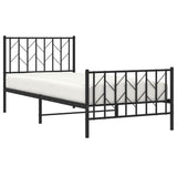 Metal Bed Frame without Mattress with Footboard Black 90x190 cm - Side View
