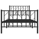 Metal Bed Frame without Mattress with Footboard Black 90x190 cm