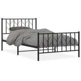 Metal Bed Frame without Mattress with Footboard Black 107x203 cm King Single - Front View
