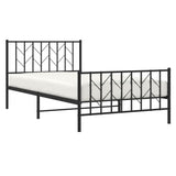 Metal Bed Frame without Mattress with Footboard Black 107x203 cm King Single - Side View