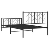 Metal Bed Frame without Mattress with Footboard Black 107x203 cm King Single - Close-Up Angle