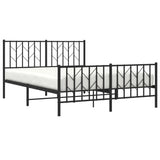 Metal Bed Frame without Mattress with Footboard Black 135x190 cm - Side View