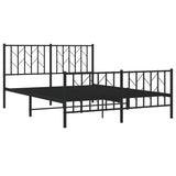 Metal Bed Frame without Mattress with Footboard Black 135x190 cm - Top-Down View