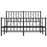 Metal Bed Frame without Mattress with Footboard Black 135x190 cm