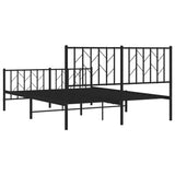Metal Bed Frame without Mattress with Footboard Black 135x190 cm - Close-Up Angle