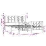 Metal Bed Frame without Mattress with Footboard Black 135x190 cm - Extra Image