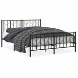 Metal Bed Frame without Mattress with Footboard Black 150x200 cm - Front View