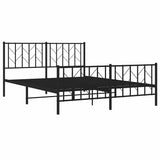 Metal Bed Frame without Mattress with Footboard Black 150x200 cm - Top-Down View