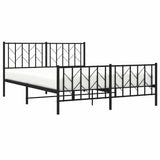 Metal Bed Frame without Mattress with Footboard Black 150x200 cm - 45-Degree Angle