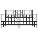 Metal Bed Frame without Mattress with Footboard Black 150x200 cm