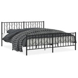Metal Bed Frame without Mattress with Footboard Black 183x203 cm King