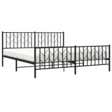 Metal Bed Frame without Mattress with Footboard Black 183x203 cm King